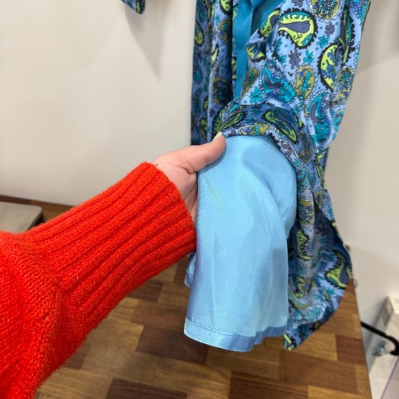 Vintage Lilly Pulitzer Silk‎ Maxi Dress 12 Blue Paisley Long Sleeve Wrap RARE - Picture 4 of 7